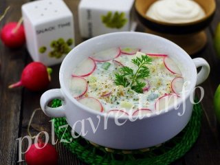 Окрошка с яблоками на кефире